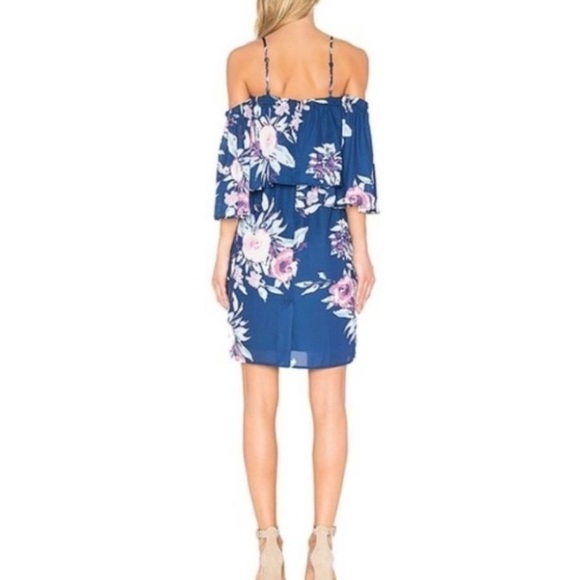 YUMI Kim Celine Blue Floral Flutter Sleeve Mini Dress - Picture 2 of 13